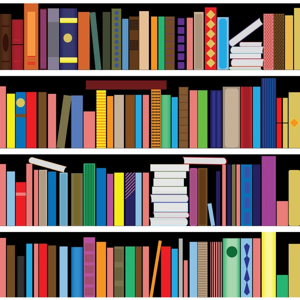 Books vector seamless texture vertically and horizontally. Bookshelf background. — Stock Vector