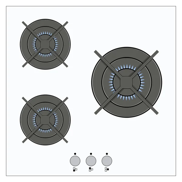 La quema de gas de una cocina de gas vector estufa — Vector de stock