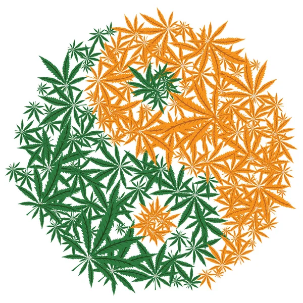 Colorful marijuana design Yin Yang cannabis leaf symbol. Vector. — Stock Vector