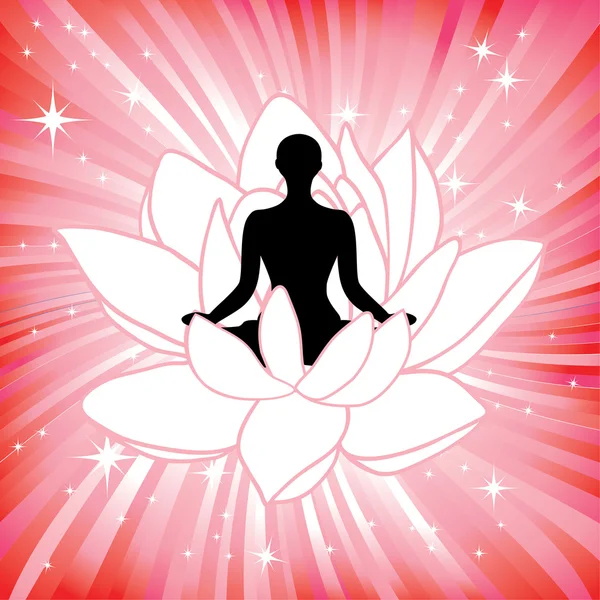 Femeia în yoga lotus floare asana — Vector de stoc