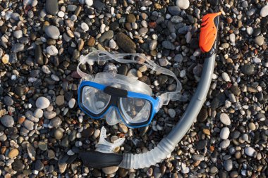 şnorkel ve tüplü maske plaj fotoğrafı