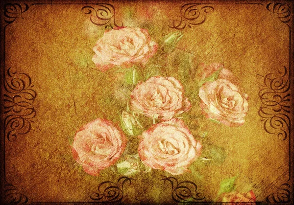Grunge paper with roses — Stock Photo, Image