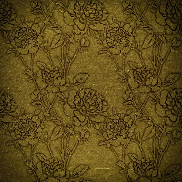 Papel velho de bronze com flores — Fotografia de Stock