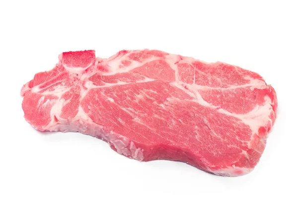 Мясо из свиной шеи, изолированное на белом — стоковое фото