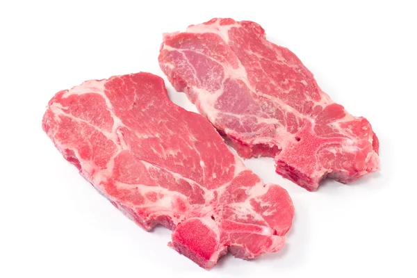 Costoletta di carne di maiale isolata su bianco — Foto Stock