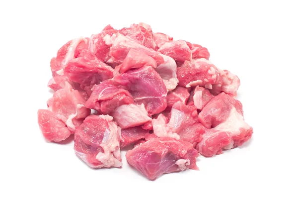 Montón de carne de cerdo picada para gulash aislado en blanco — Foto de Stock