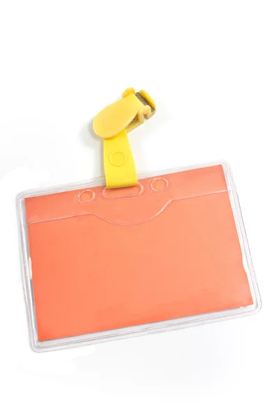 Etiqueta de tarjeta de identificación colorida en blanco aislada en blanco — Foto de Stock