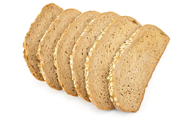 Rye bread with seeds isolated on white — Stock Photo, Image