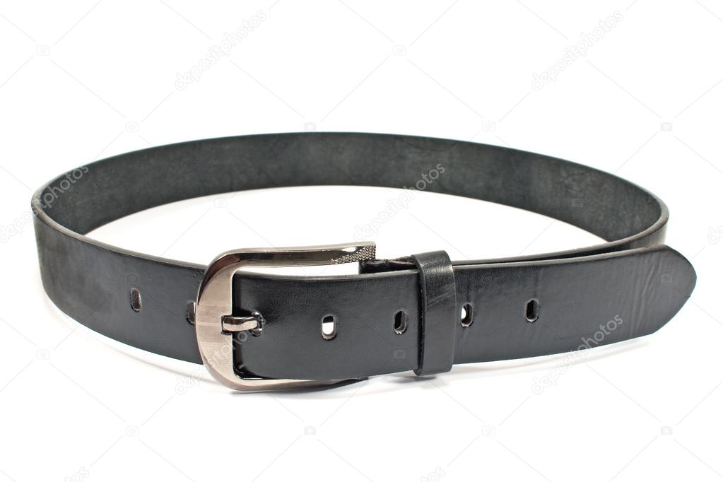 Leather men's belt with clasp isolated on white