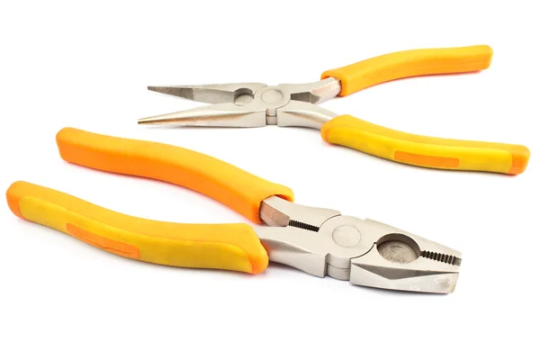 Two yellow pliers isolated on  white — Stock Photo, Image