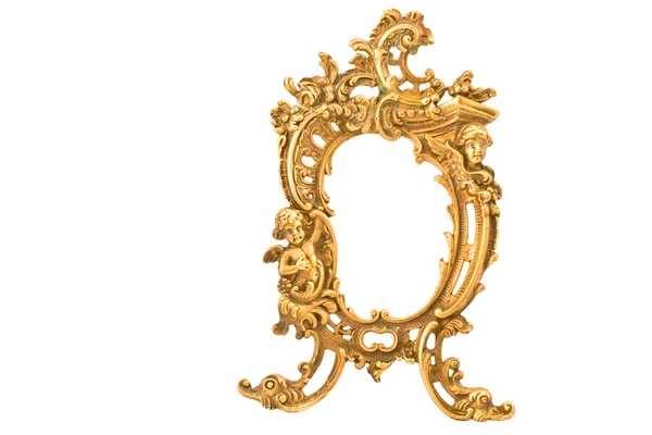 Antieke barokke koperen frame geïsoleerd op wit — Stockfoto