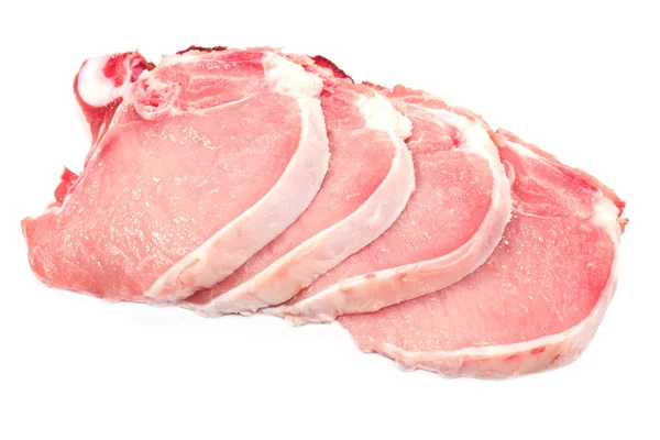 Schweinekotelett Fleisch isoliert auf weiß — Stockfoto