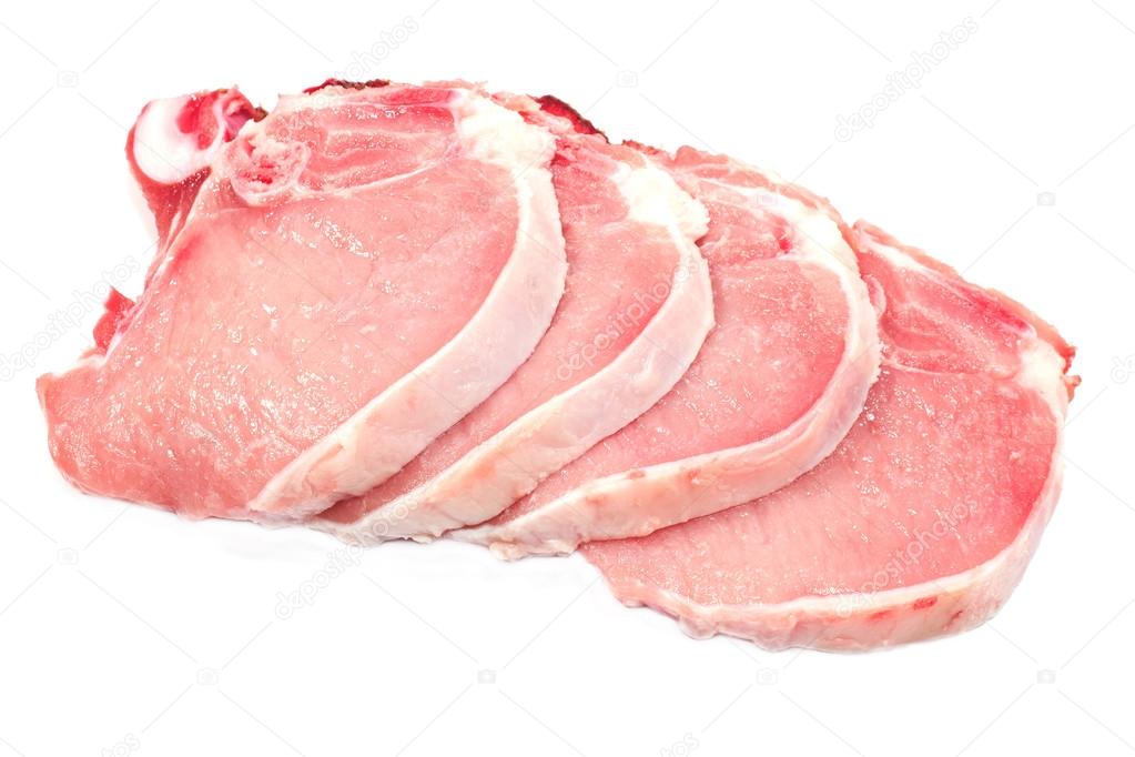 Pork chop meat isolated on white