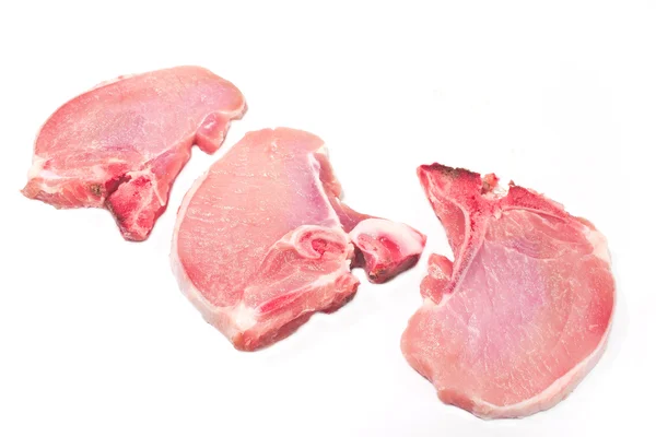 Sidfläsk av gris kött isolerad på vit — Stock fotografie