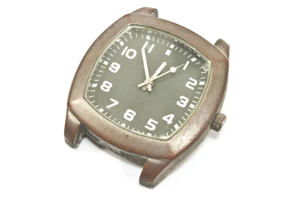 Antiguo reloj de pulsera aislado en blanco — Foto de Stock