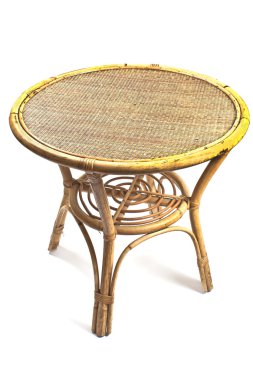 beyaz izole rattan masa
