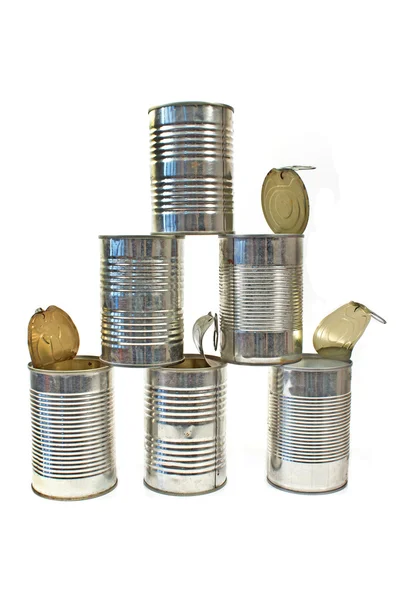 Pile of used cans isolated white — Stock Photo, Image