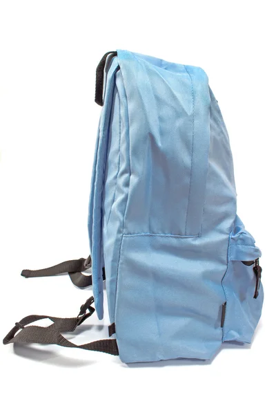 Niebieski plecak na białym tle — Stockfoto