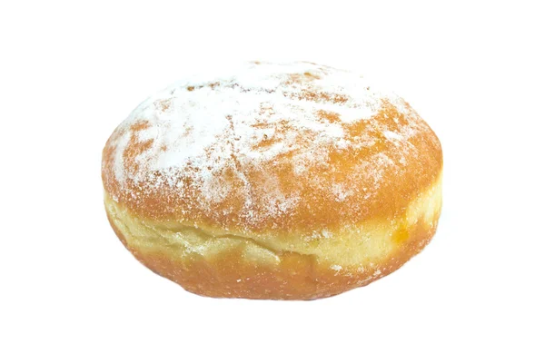 Donut Berliner em pó com açúcar isolado em branco — Fotografia de Stock