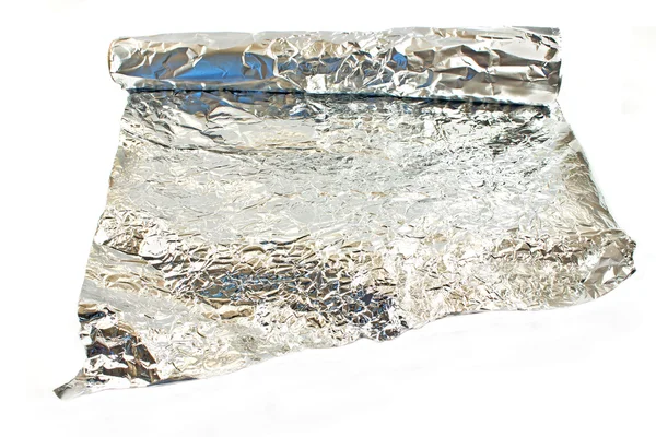 Alüminyum folyo üzerinde beyaz izole — Stok fotoğraf