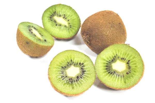 Kiwi fruit and slices isolated on white — Stock Photo, Image