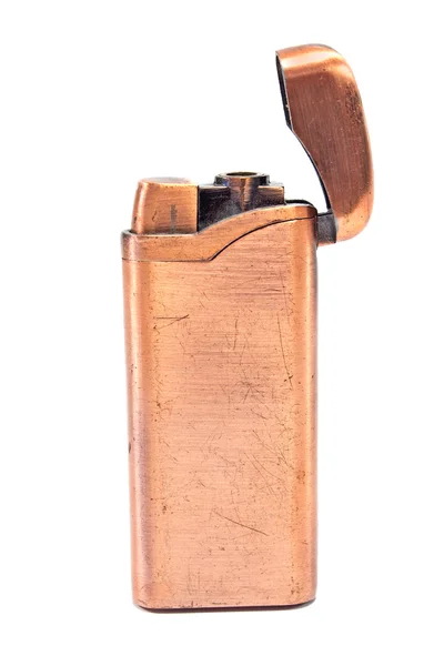 Golden vintage lighter isolated on white — Stock Photo, Image