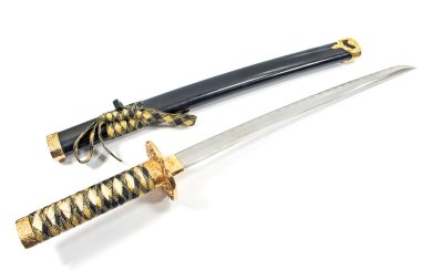 Japon samuray katana kılıcı beyaz izole