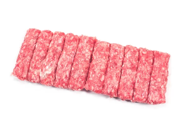 Carne picada de kebab crua isolada em branco — Fotografia de Stock