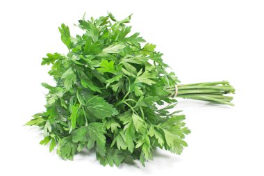 maydanoz yaprağı üzerinde beyaz izole