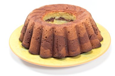 Mermer Kek çikolata ve vanilya beyaz izole