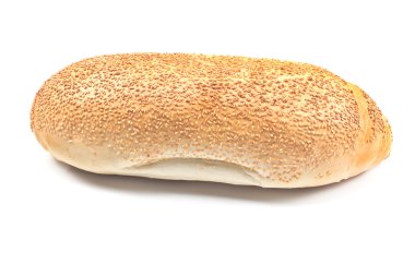 Taze ekmek ile üzerine beyaz izole susam