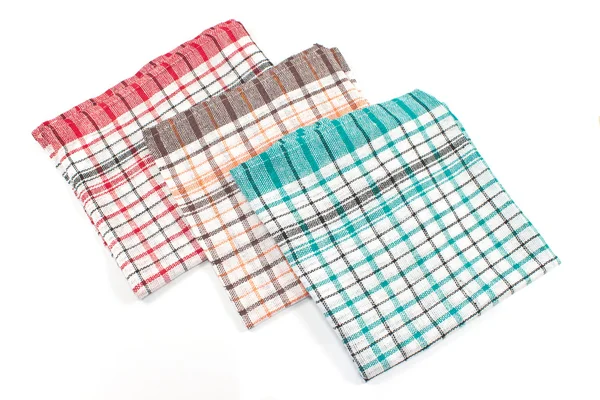 Farverige køkkenhåndklæder isoleret på hvid - Stock-foto