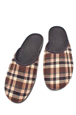 Beyaz izole kahverengi ev terlik