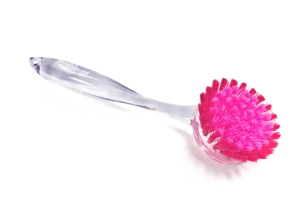 Red dish washing brush isolated on white — Stock Photo, Image