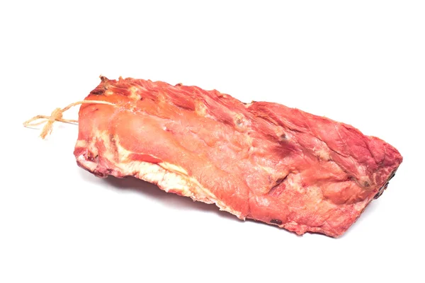 Smoked pork bone with meat isolated on white — Stock Photo, Image