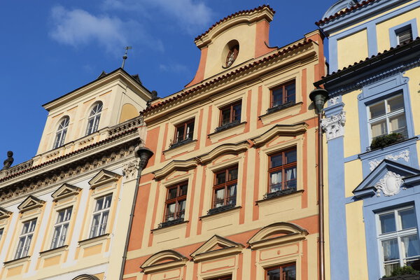 Classical building facade in the city of Prague