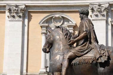Capitoline Hill and the statue of Marcus Aurelius  The Capitoline museums in Rome clipart