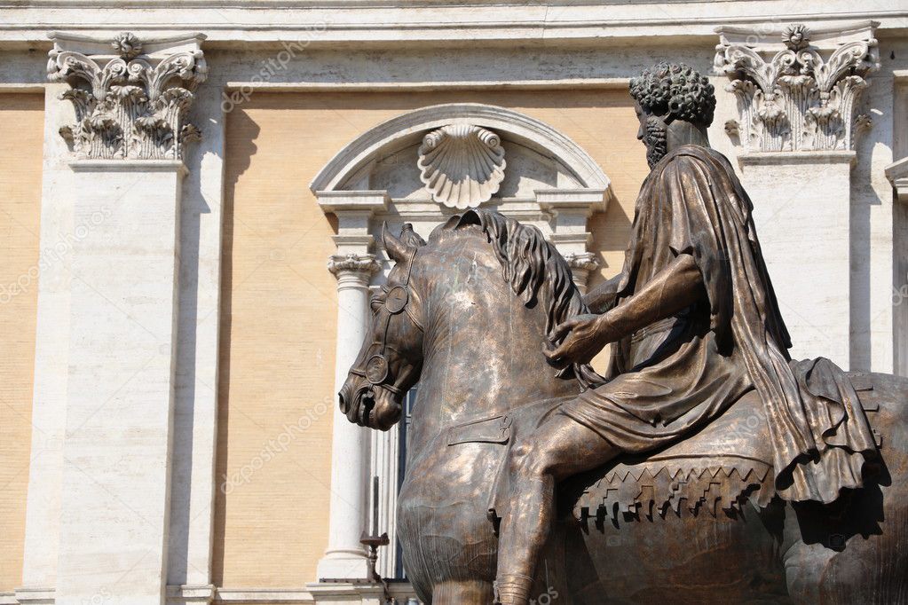 Capitoline Hill and the statue of Marcus Aurelius  The Capitoline museums in Rome