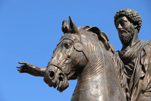 Marcus Aurelius Szobra Rómában Stock Kép