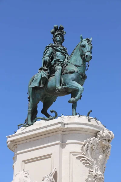 Statua Equestre Giuseppe Piazza Del Commercio Lisbona Portogallo — Foto Stock