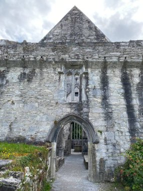 Kerry ilçesi Killarney Ulusal Parkı 'ndaki Muckross Manastırı' nın ortaçağ kalıntıları.