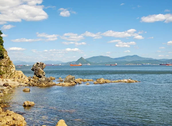 Bay of Nakhodka. Ships in the raid — Stock Photo, Image