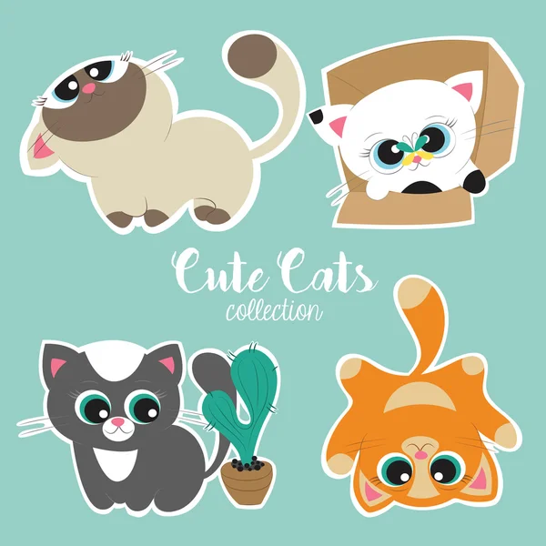 Colección vectorial de gatos lindos — Vector de stock