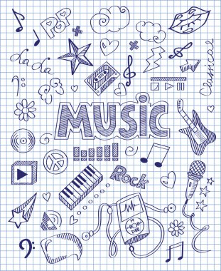Elle çizilmiş müzik seti