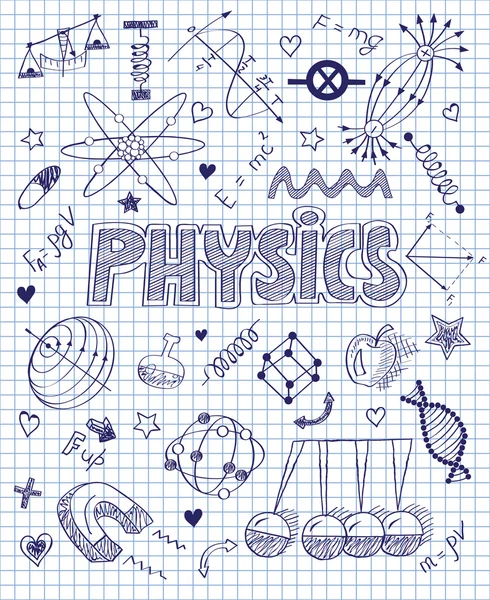 Conjunto de física desenhada à mão —  Vetores de Stock