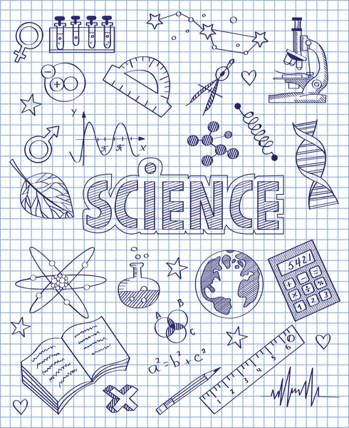 Conjunto de ciência desenhado à mão —  Vetores de Stock