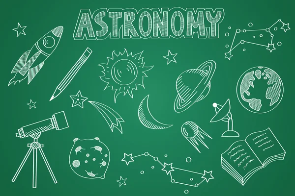 Elle çizilmiş astronomi ayarlayın. Tahtaya tebeşir