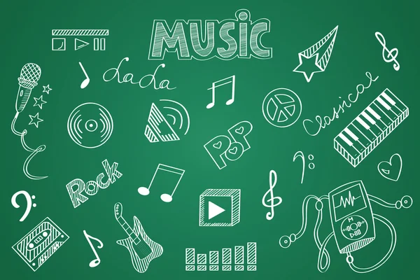 Elle çizilmiş müzik seti. Tahtaya tebeşir