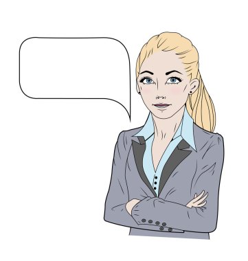 İş kadını renkli konuşma vektör çizim