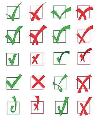 onaylanan ve reddedilen onay işareti kümesi